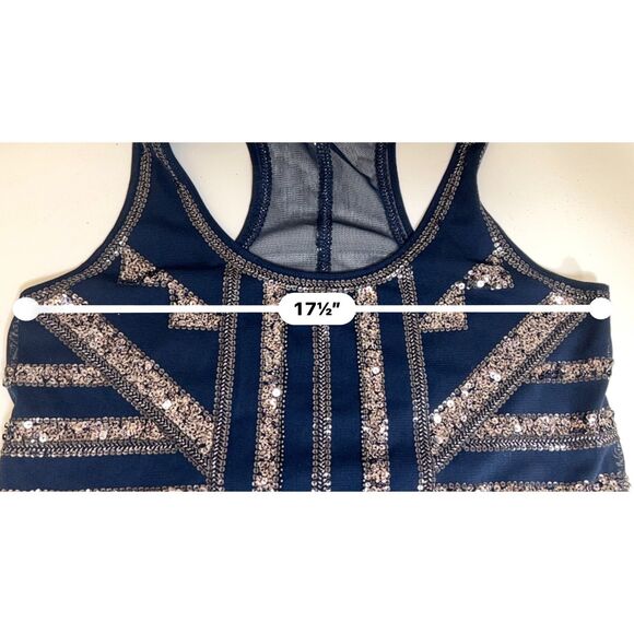Express sequin and mesh embellished racer-back tank. Size L. - Picture 4 of 6